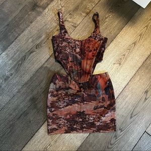 White Fox Corset Matching Set